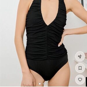 Lulu's Black Halter Bodysuit